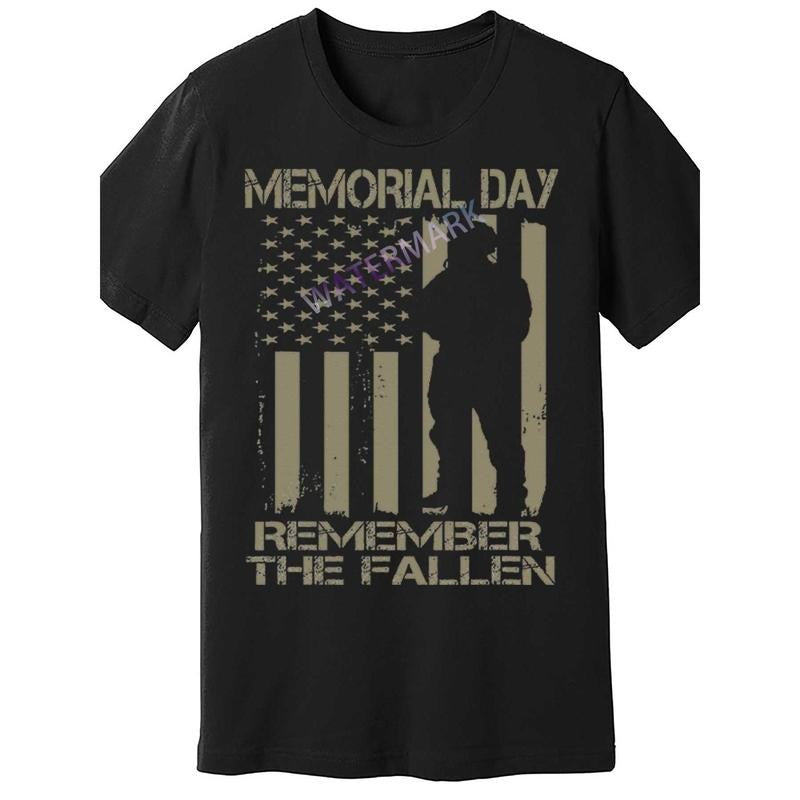 Memorial Day Tribute "Remember Fallen" American Flag - Adult & Kids T-Shirts, Sweatshirts & Hoodies apparel design preview 1