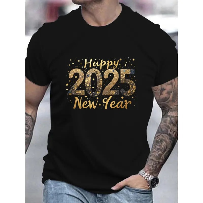 2025 Happy New Year 3D Print Casual Round Neck Short - Adult & Kids T-Shirts, Sweatshirts & Hoodies apparel design preview 1