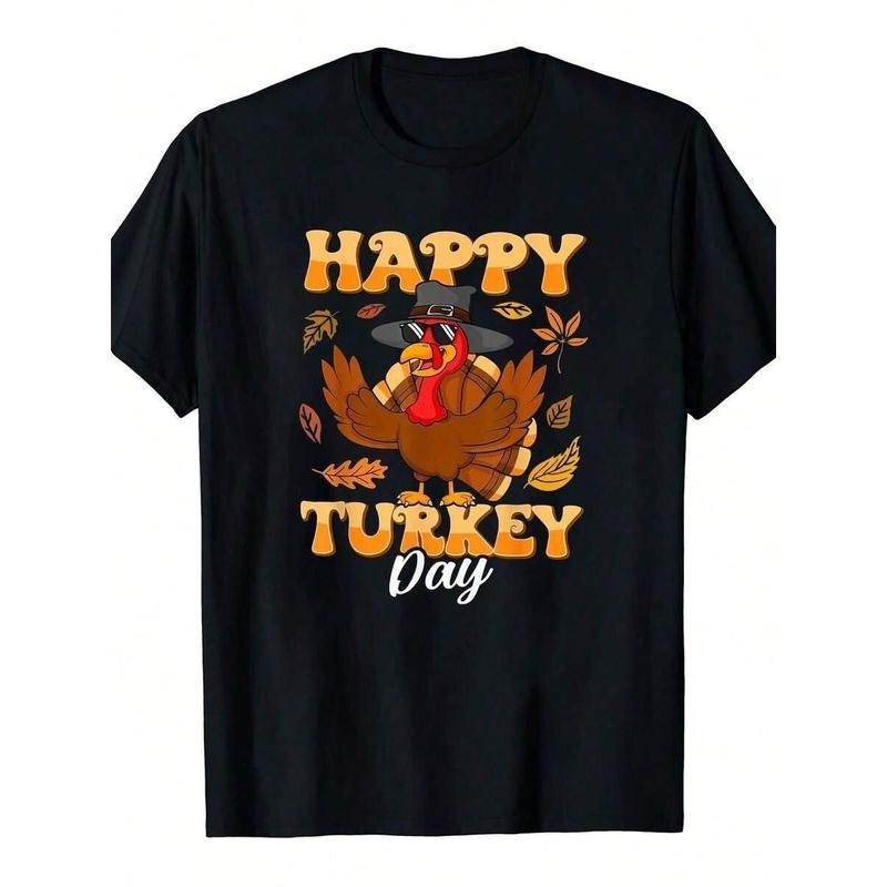Funny Thanksgiving Turkey Hooded Happy Day Print - Adult & Kids T-Shirts, Sweatshirts & Hoodies apparel design preview 1
