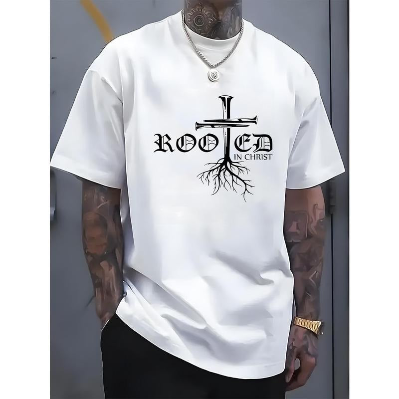 100% Cotton "Rooted Christ" Black Casual Short Sleeve - Adult & Kids T-Shirts, Sweatshirts & Hoodies apparel design preview 1