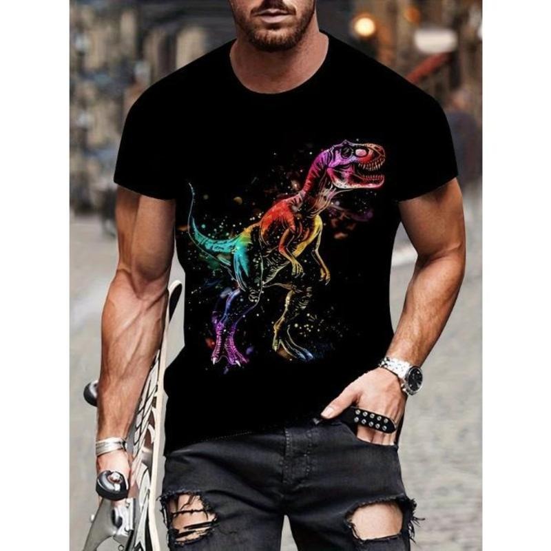 3D Colorful Dinosaur Print Crew Neck Short Sleeve - Adult & Kids T-Shirts, Sweatshirts & Hoodies apparel design preview 1