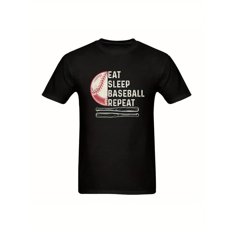 Baseball Fanatic 'EAT SLEEP REPEAT' Classic Tan Dark - Adult & Kids T-Shirts, Sweatshirts & Hoodies apparel design preview 1