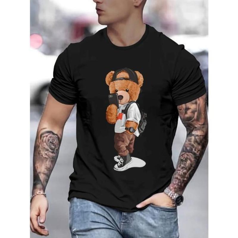 Bear Print Casual Short Sleeve Crew Neck Summer - Adult & Kids T-Shirts, Sweatshirts & Hoodies apparel design preview 1