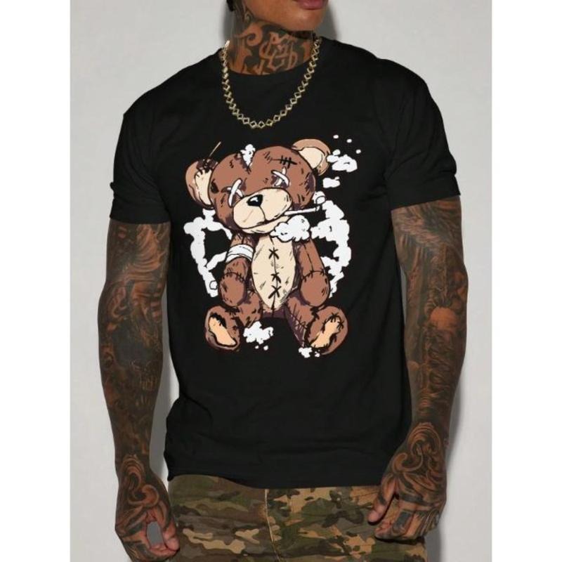 Bear Print Round Neck Short Sleeve Made USA - Adult & Kids T-Shirts, Sweatshirts & Hoodies apparel design preview 1