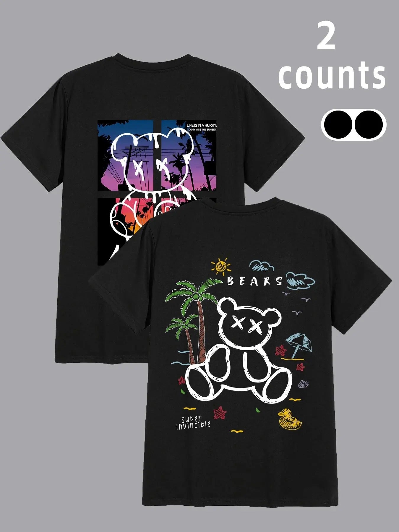 Cartoon Bear Landscape Print Round Neck Loose Casual - Adult & Kids T-Shirts, Sweatshirts & Hoodies apparel design preview 1