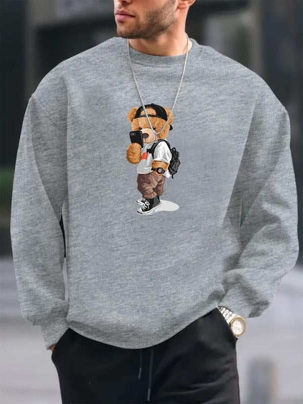 Cartoon Bear Print Round Neck Regular Fit Casual - Adult & Kids T-Shirts, Sweatshirts & Hoodies apparel design preview 1