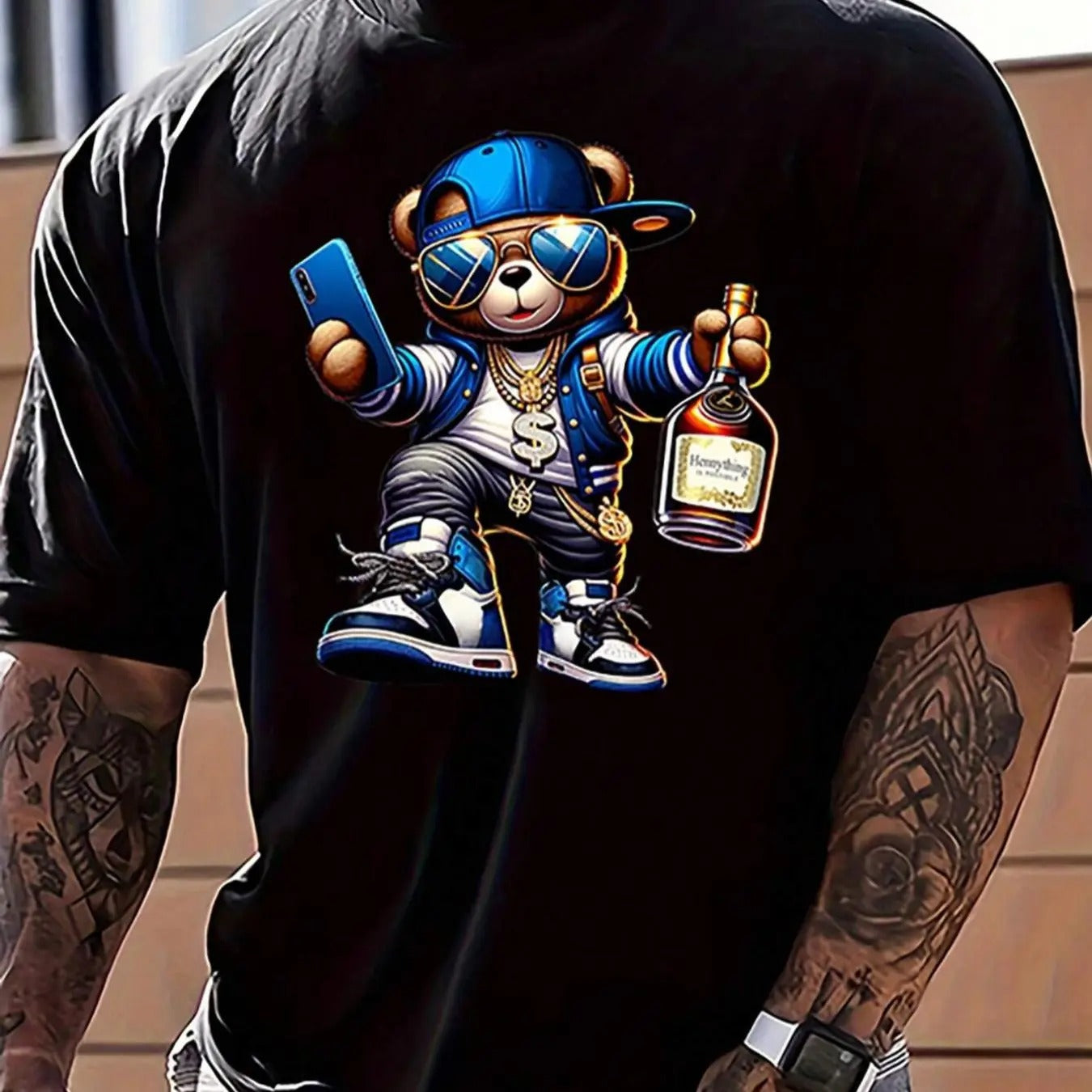 Cartoon Bear Print Round Neck Casual Regular Fit - Adult & Kids T-Shirts, Sweatshirts & Hoodies apparel design preview 1
