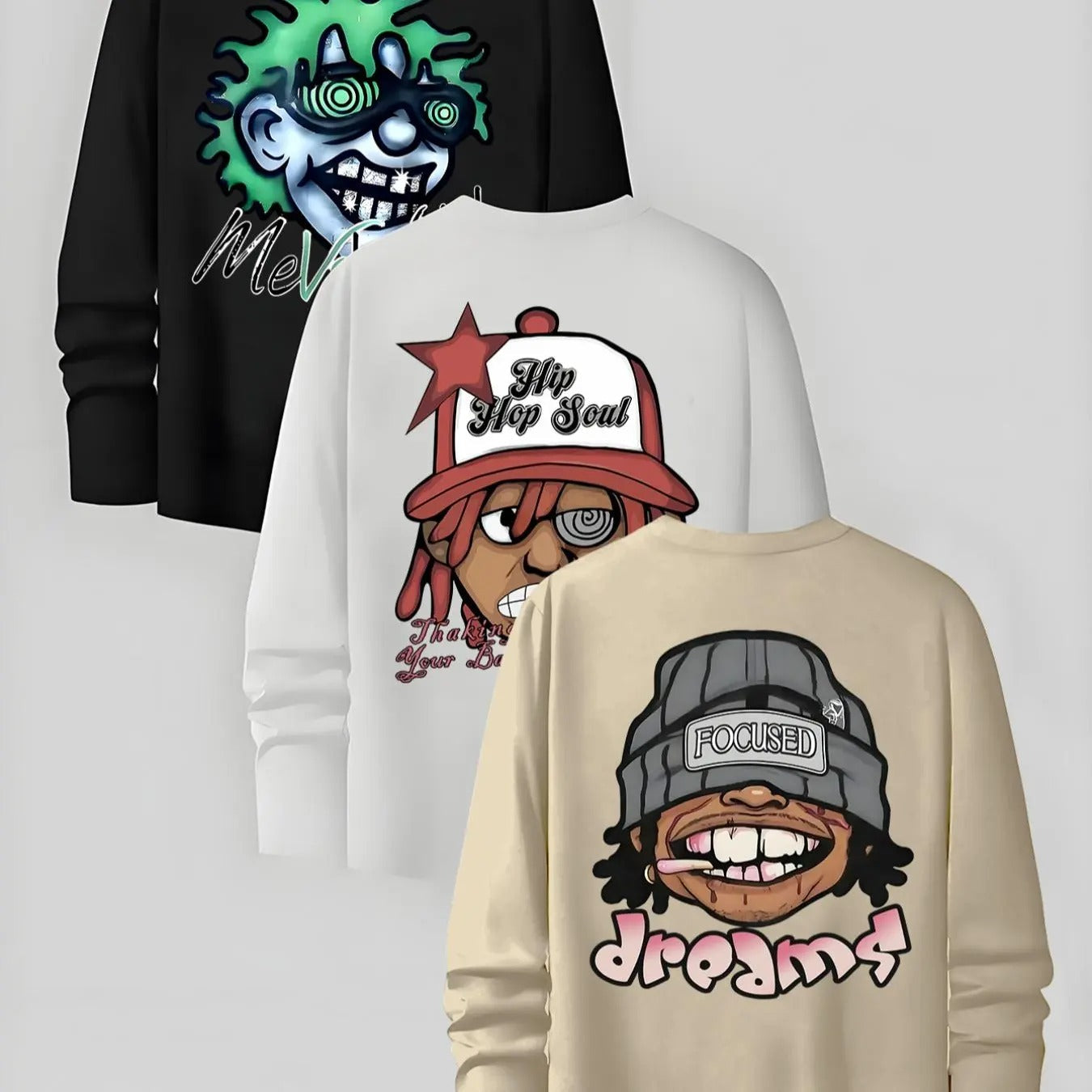Cartoon Figure Letter Print Regular Fit Casual Round - Adult & Kids T-Shirts, Sweatshirts & Hoodies apparel design preview 1