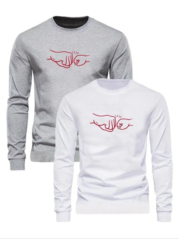 Cartoon Fist Print Round Neck Regular Fit Casual Fall - Adult & Kids T-Shirts, Sweatshirts & Hoodies apparel design preview 1