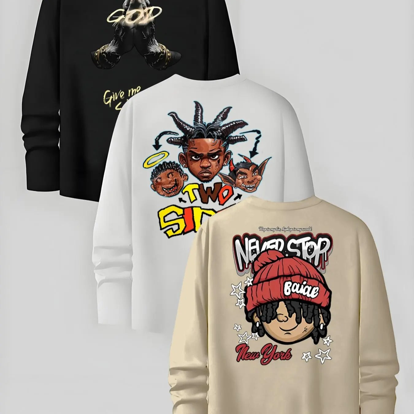 Cartoon Print Regular Fit Casual Round Neck Fall Top - Adult & Kids T-Shirts, Sweatshirts & Hoodies apparel design preview 1