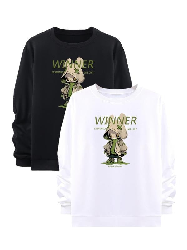 Cartoon Print Round Neck Casual Fall Winter Clothes - Adult & Kids T-Shirts, Sweatshirts & Hoodies apparel design preview 1