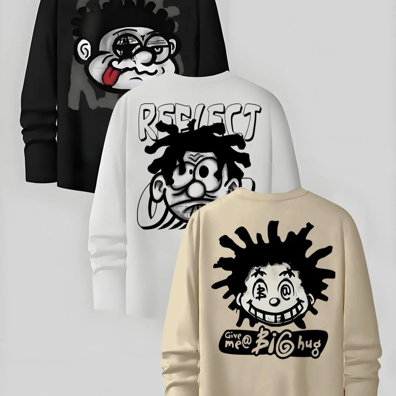 Cartoon Print Round Neck Regular Fit Casual Fall Top - Adult & Kids T-Shirts, Sweatshirts & Hoodies apparel design preview 1