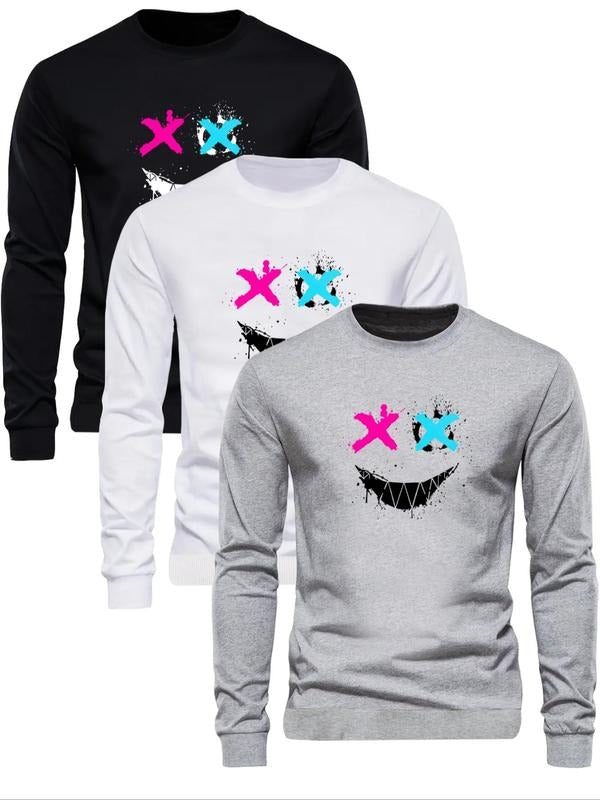 Cartoon Smile Face Print Round Neck Regular Fit - Adult & Kids T-Shirts, Sweatshirts & Hoodies apparel design preview 1