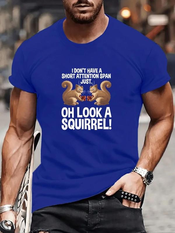 Cartoon Squirrel Letter Print Round Neck Regular Fit - Adult & Kids T-Shirts, Sweatshirts & Hoodies apparel design preview 1