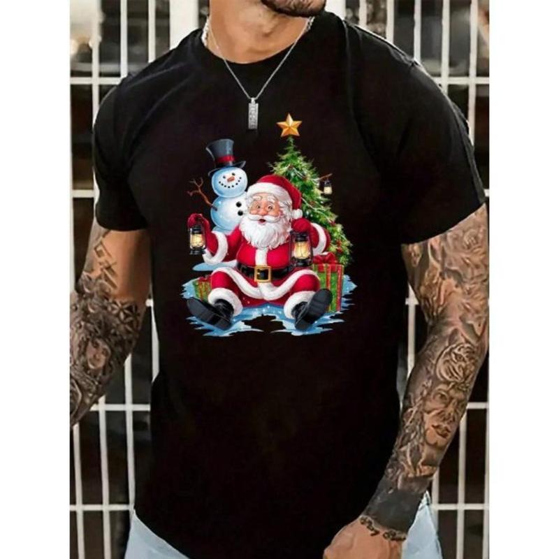Casual Santa Claus Snowman Tree Print Basic Short - Adult & Kids T-Shirts, Sweatshirts & Hoodies apparel design preview 1