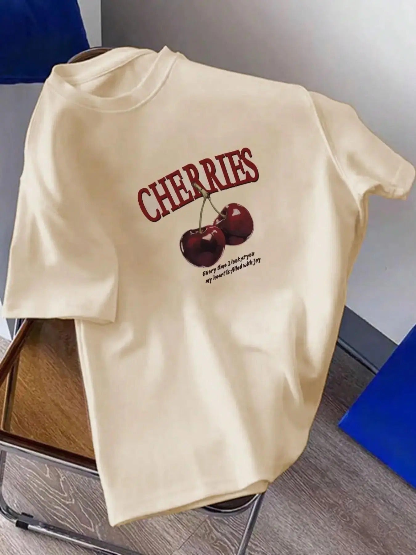 Cherries Letter Print Drop Shoulder Regular Fit - Adult & Kids T-Shirts, Sweatshirts & Hoodies apparel design preview 1
