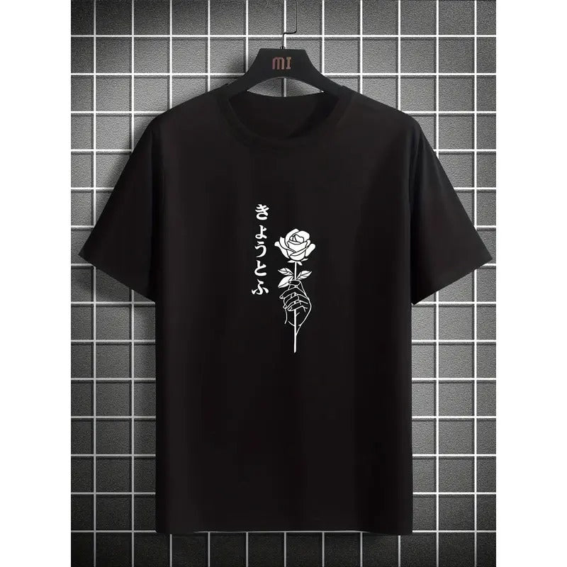 Classic Black Cotton White Rose Casual Crew Neck - Adult & Kids T-Shirts, Sweatshirts & Hoodies apparel design preview 1