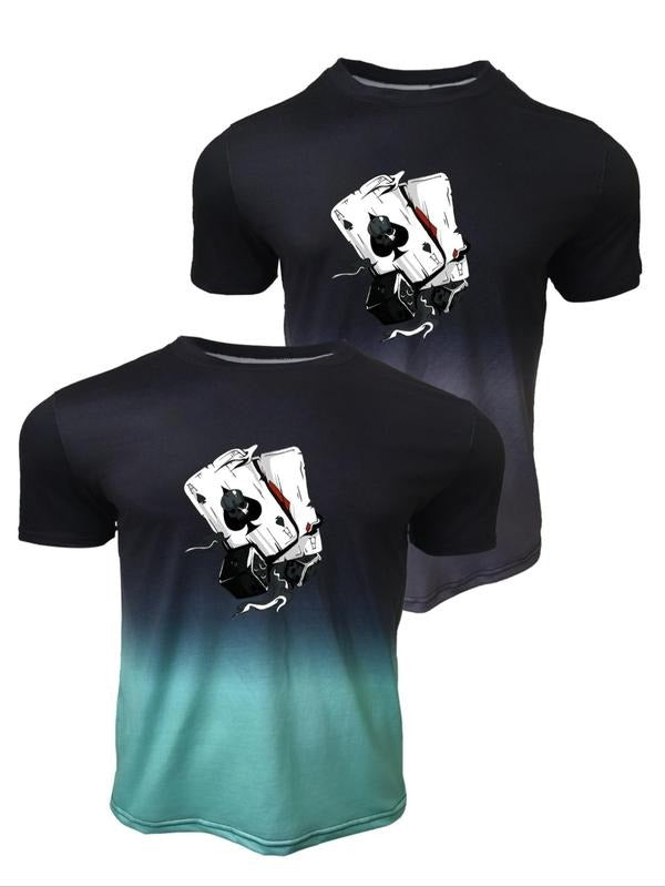 Colorblock Playing Card Print Round Neck Regular Fit - Adult & Kids T-Shirts, Sweatshirts & Hoodies apparel design preview 1