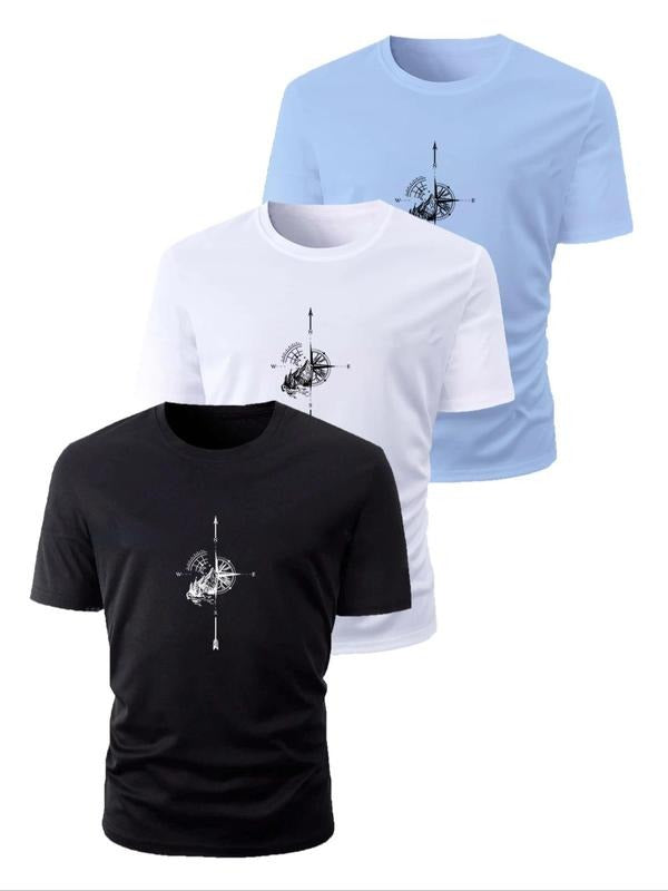 Compass Mountain Print Round Neck Regular Fit Casual - Adult & Kids T-Shirts, Sweatshirts & Hoodies apparel design preview 1
