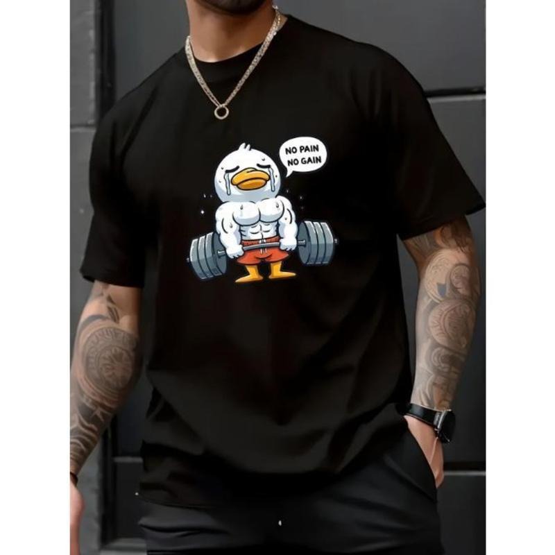 Cotton Crew Neck Cartoon Duck Weightlifter Regular - Adult & Kids T-Shirts, Sweatshirts & Hoodies apparel design preview 1