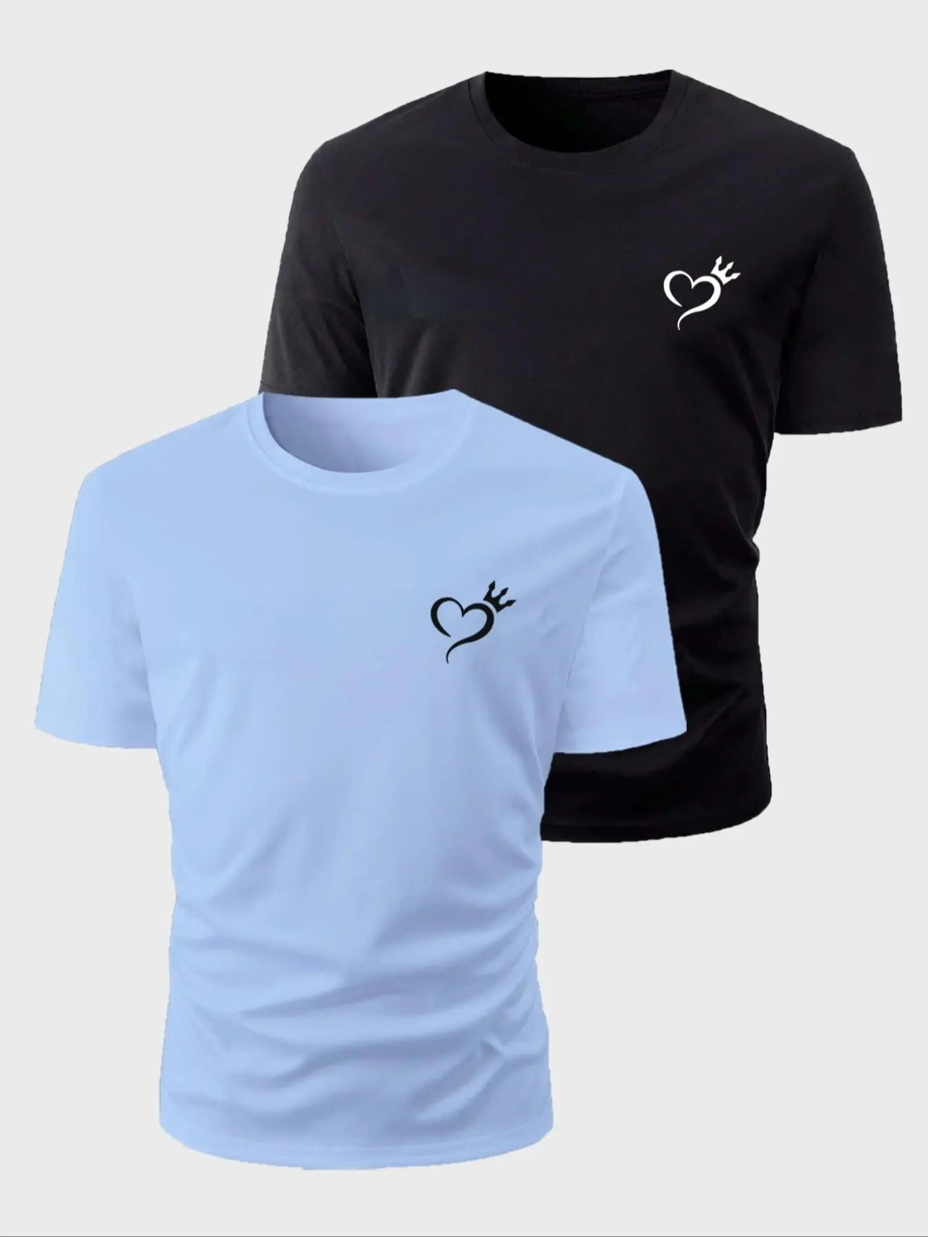 Heart Print Round Neck Regular Fit Casual Short - Adult & Kids T-Shirts, Sweatshirts & Hoodies apparel design preview 1