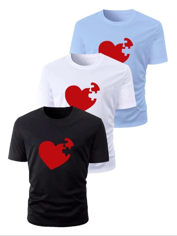 Heart Print Round Neck Regular Fit Casual Short - Adult & Kids T-Shirts, Sweatshirts & Hoodies apparel design preview 1