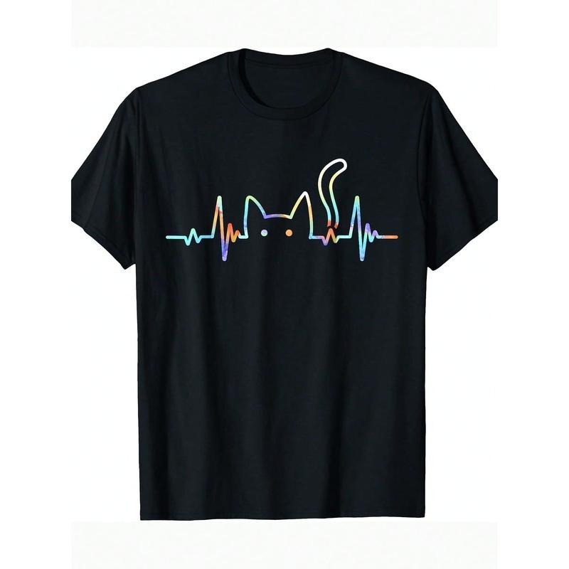 Heartbeat Cat Soft Cotton Short Sleeve Round Neck - Adult & Kids T-Shirts, Sweatshirts & Hoodies apparel design preview 1