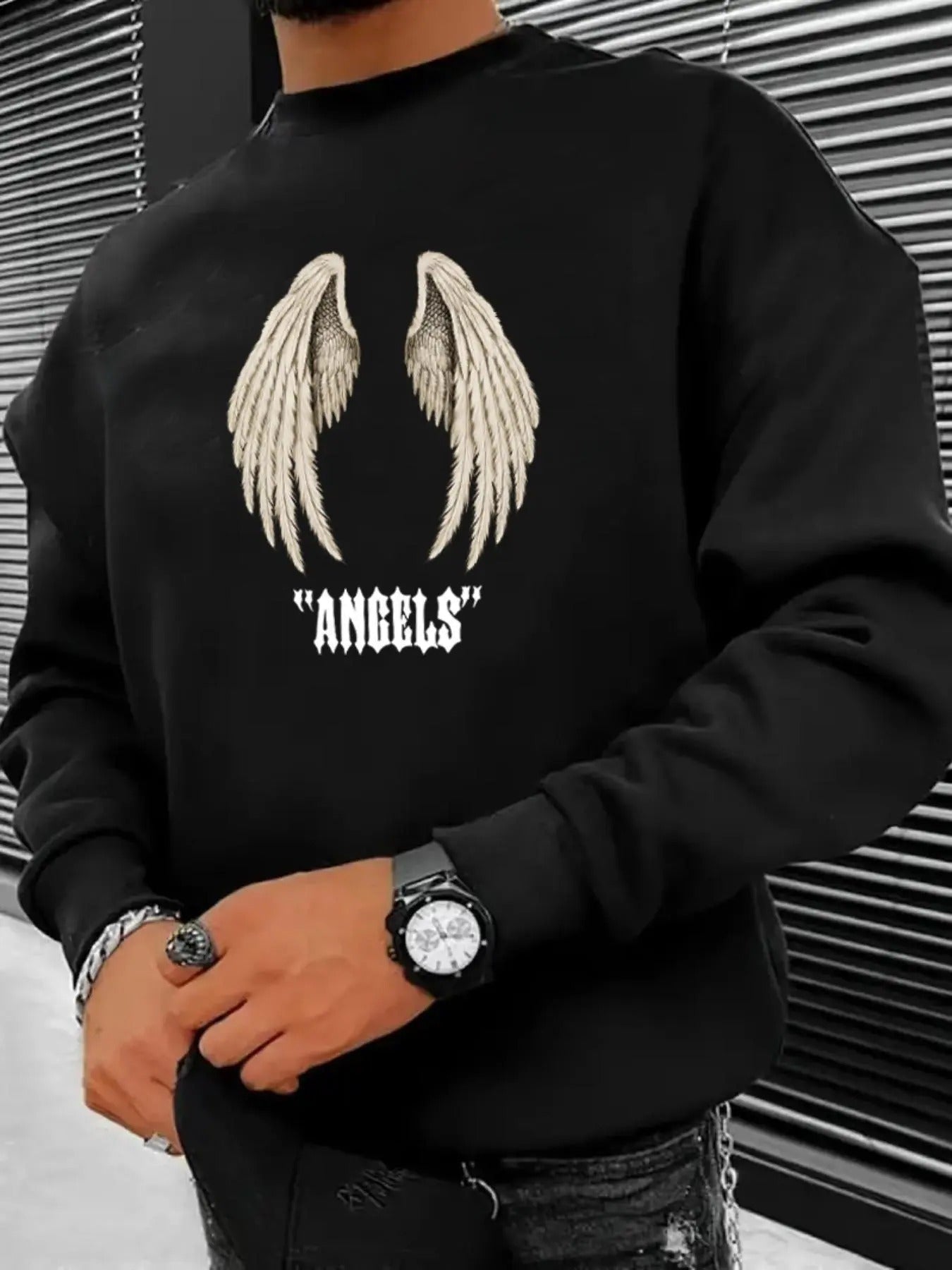Letter Angel Wings Print Round Neck Regular Fit - Adult & Kids T-Shirts, Sweatshirts & Hoodies apparel design preview 1