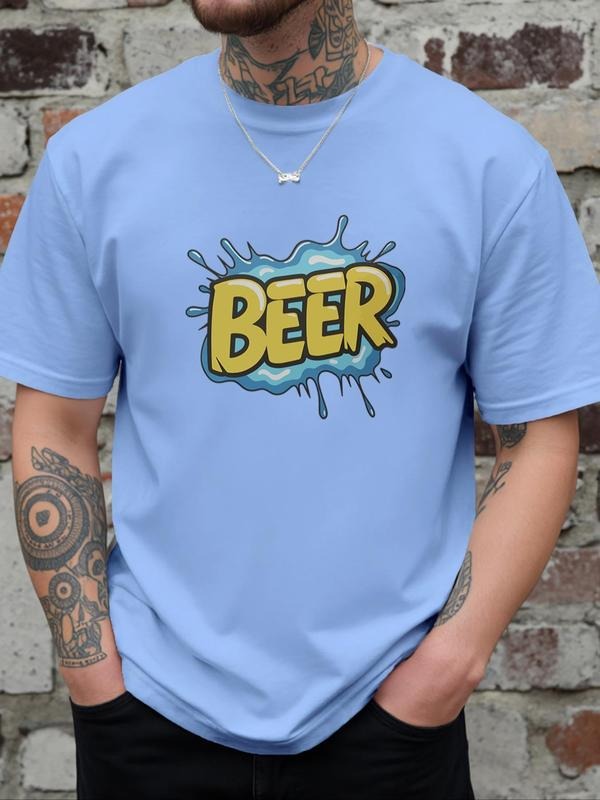 Letter Beer Print Round Neck Regular Fit Casual Short - Adult & Kids T-Shirts, Sweatshirts & Hoodies apparel design preview 1