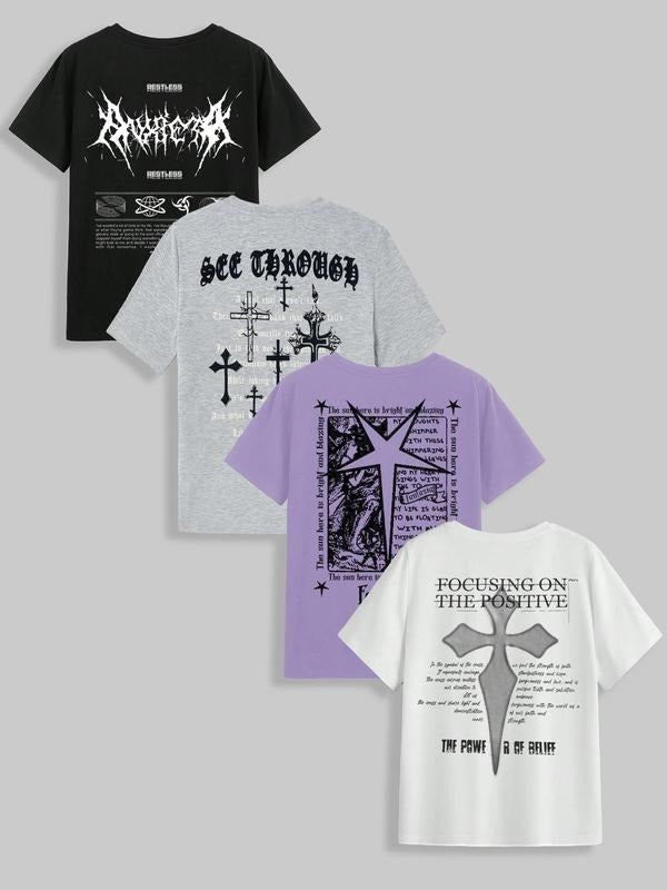 Letter Cross Print Round Neck Regular Fit Casual - Adult & Kids T-Shirts, Sweatshirts & Hoodies apparel design preview 1