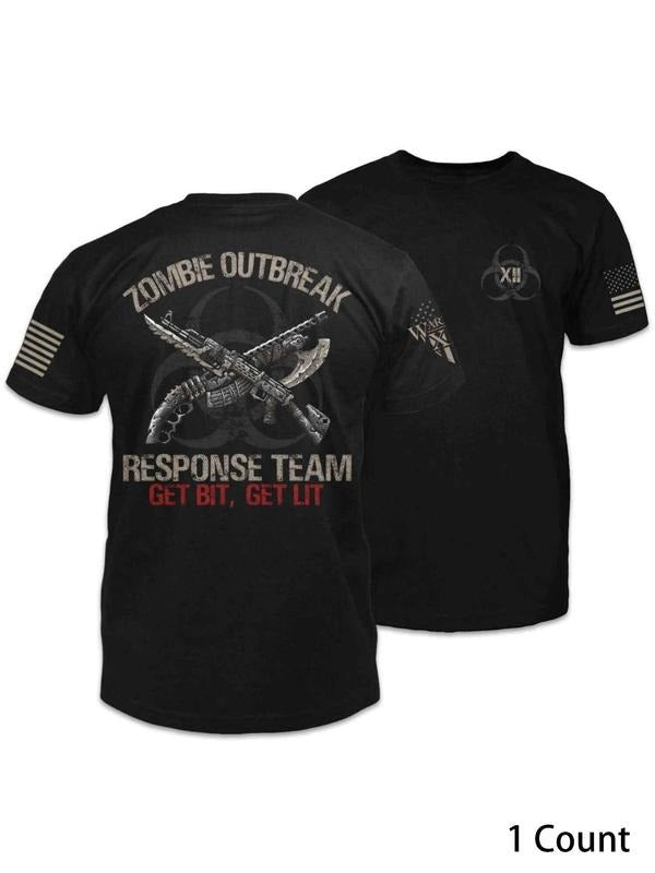 Letter Gun Print Short Sleeve Regular Fit Casual Crew - Adult & Kids T-Shirts, Sweatshirts & Hoodies apparel design preview 1