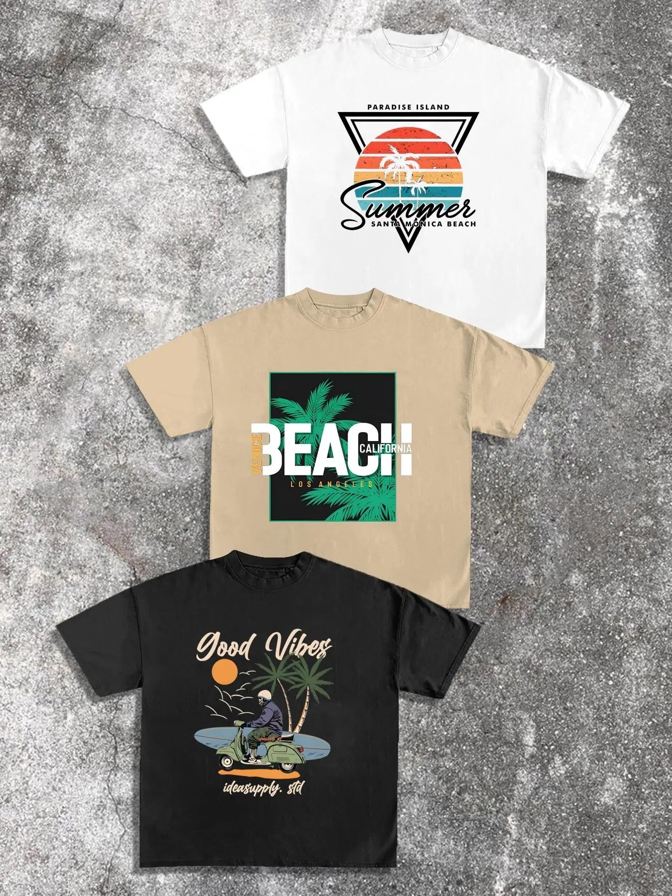 Letter Palm Tree Print Short Sleeve Regular Fit - Adult & Kids T-Shirts, Sweatshirts & Hoodies apparel design preview 1