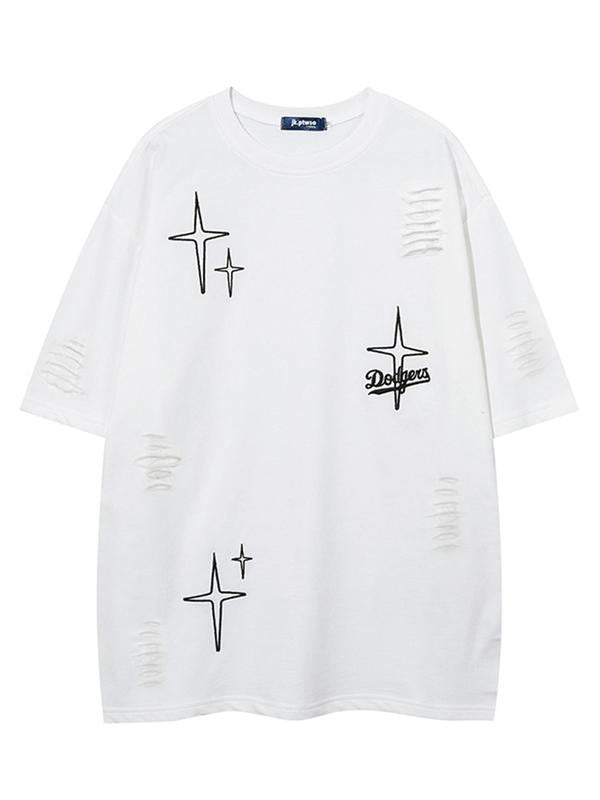 Letter Embroidery Ripped Casual Comfy Short Sleeve - Adult & Kids T-Shirts, Sweatshirts & Hoodies apparel design preview 1