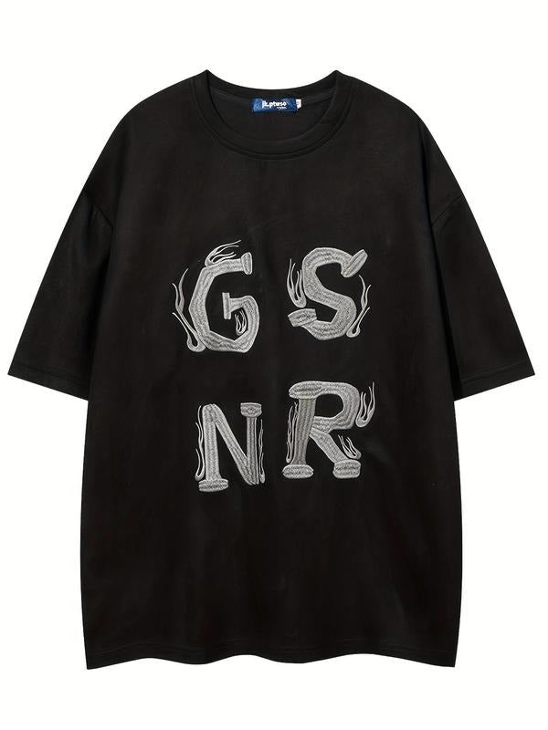 Letter Embroidery Round Neck Loose Casual Short - Adult & Kids T-Shirts, Sweatshirts & Hoodies apparel design preview 1