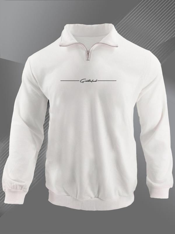 Letter Print Half Zip Up Neck Casual Regular Fit - Adult & Kids T-Shirts, Sweatshirts & Hoodies apparel design preview 1