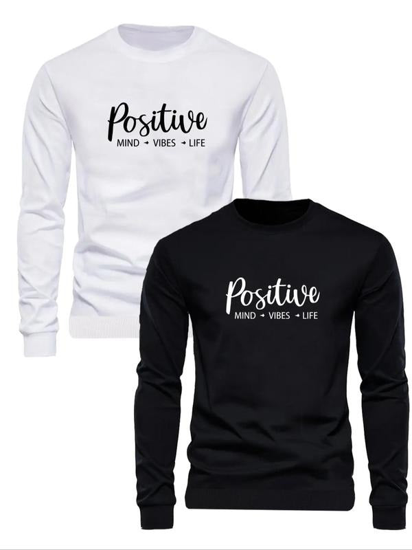 Letter Print Positive Mind Life Regular Fit Casual - Adult & Kids T-Shirts, Sweatshirts & Hoodies apparel design preview 1