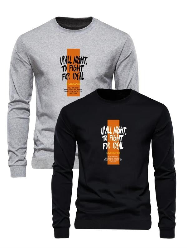 Letter Print Round Neck Regular Fit Casual Crew Fall - Adult & Kids T-Shirts, Sweatshirts & Hoodies apparel design preview 1