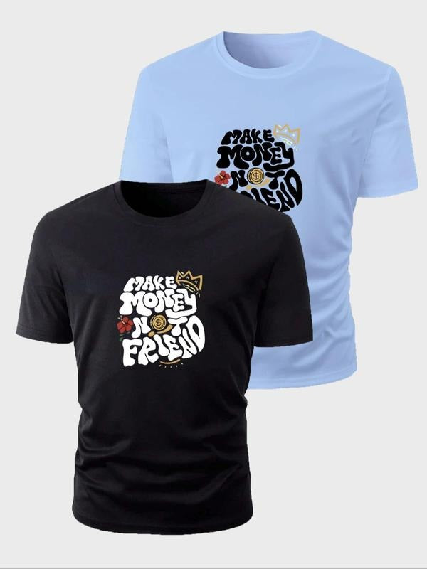 Letter Print Short Sleeve Regular Fit Casual Round - Adult & Kids T-Shirts, Sweatshirts & Hoodies apparel design preview 1