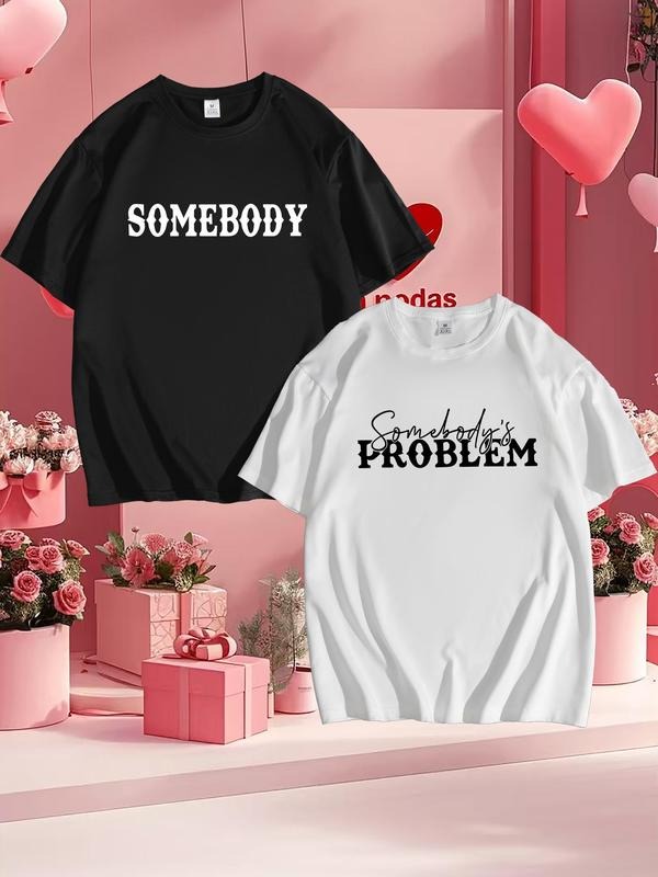 Letter Print Short Sleeve Regular Fit Casual Round - Adult & Kids T-Shirts, Sweatshirts & Hoodies apparel design preview 1