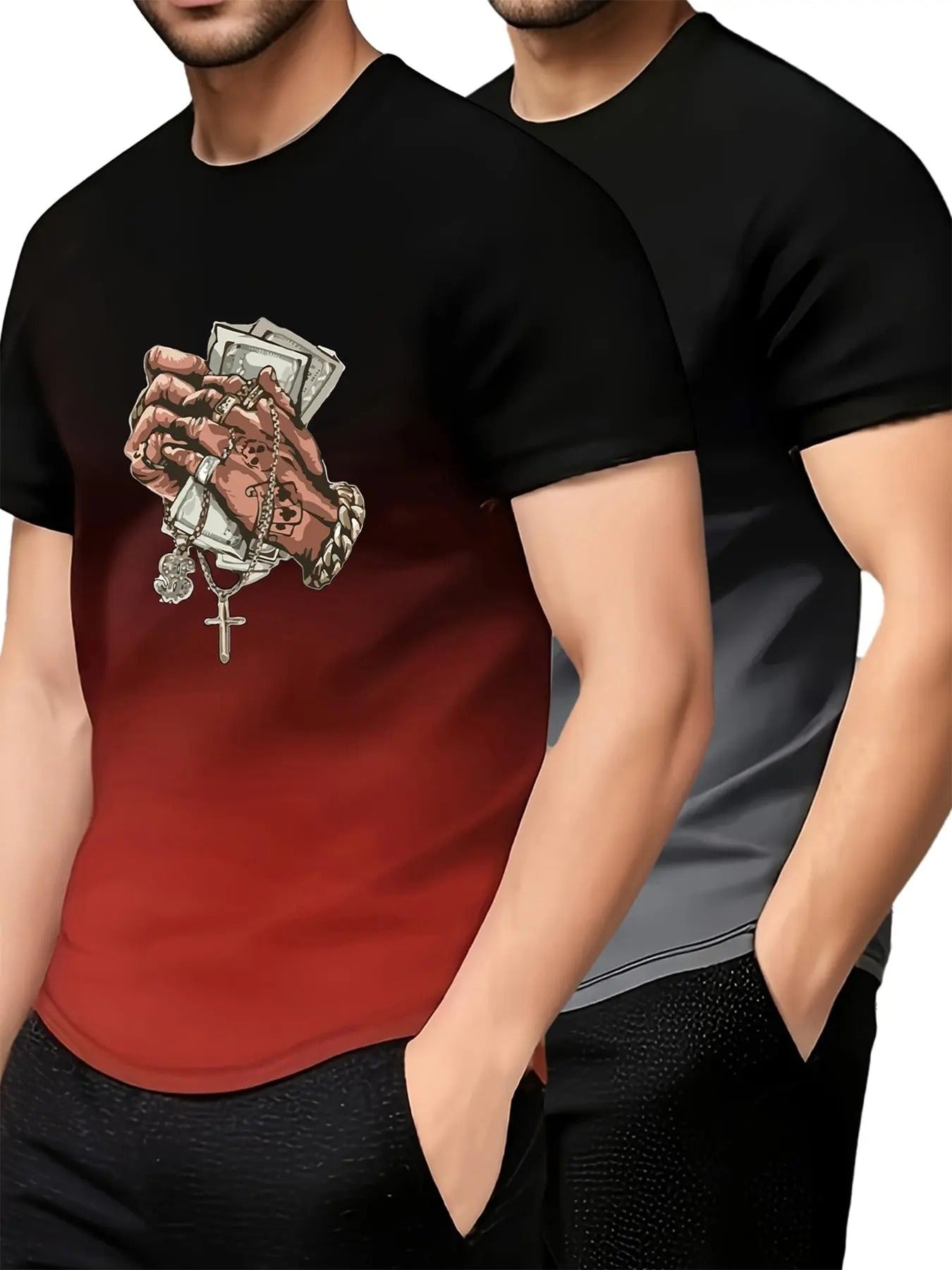 Ombre Cartoon Hand Print Short Sleeve Regular Fit - Adult & Kids T-Shirts, Sweatshirts & Hoodies apparel design preview 1