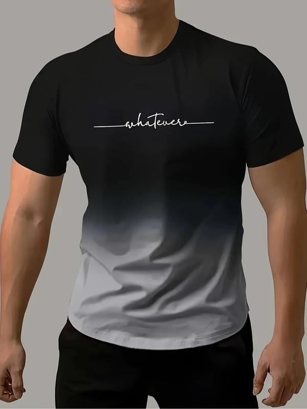 Ombre Letter Print Short Sleeve Regular Fit Casual - Adult & Kids T-Shirts, Sweatshirts & Hoodies apparel design preview 1