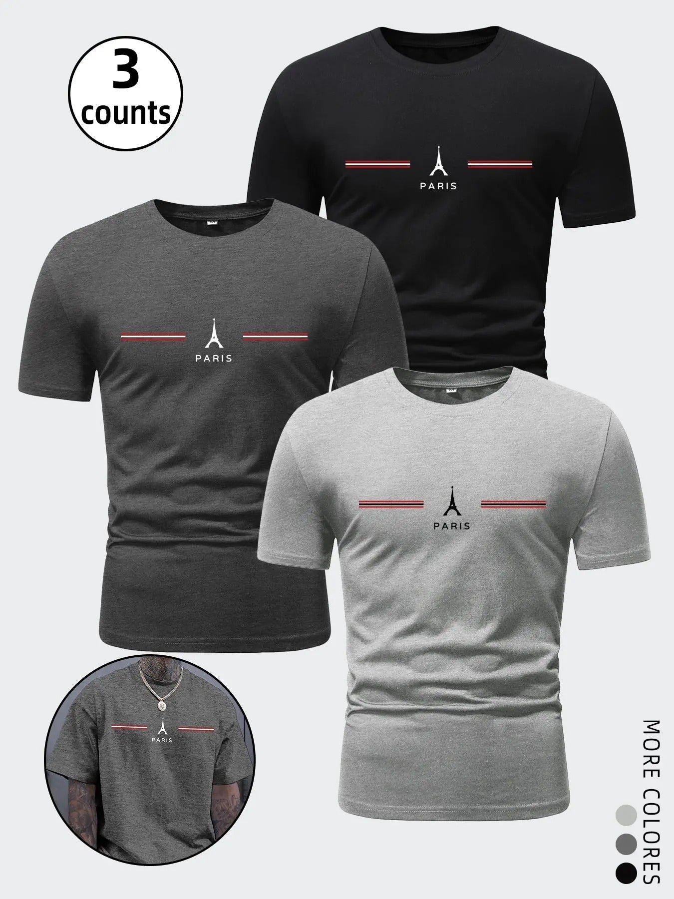 Paris Eiffel Tower Print Round Neck Regular Fit - Adult & Kids T-Shirts, Sweatshirts & Hoodies apparel design preview 1