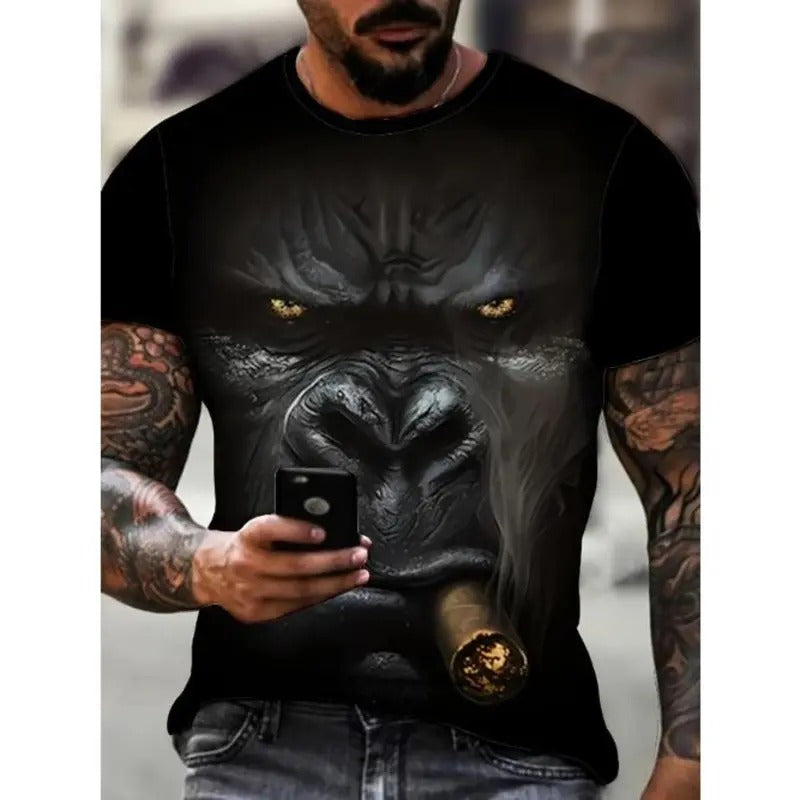 Plus Size 3D Gorilla Print Short Sleeve Summer Street - Adult & Kids T-Shirts, Sweatshirts & Hoodies apparel design preview 1