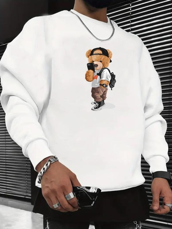 Regular Fit Cartoon Bear Print Round Neck Casual Crew - Adult & Kids T-Shirts, Sweatshirts & Hoodies apparel design preview 1