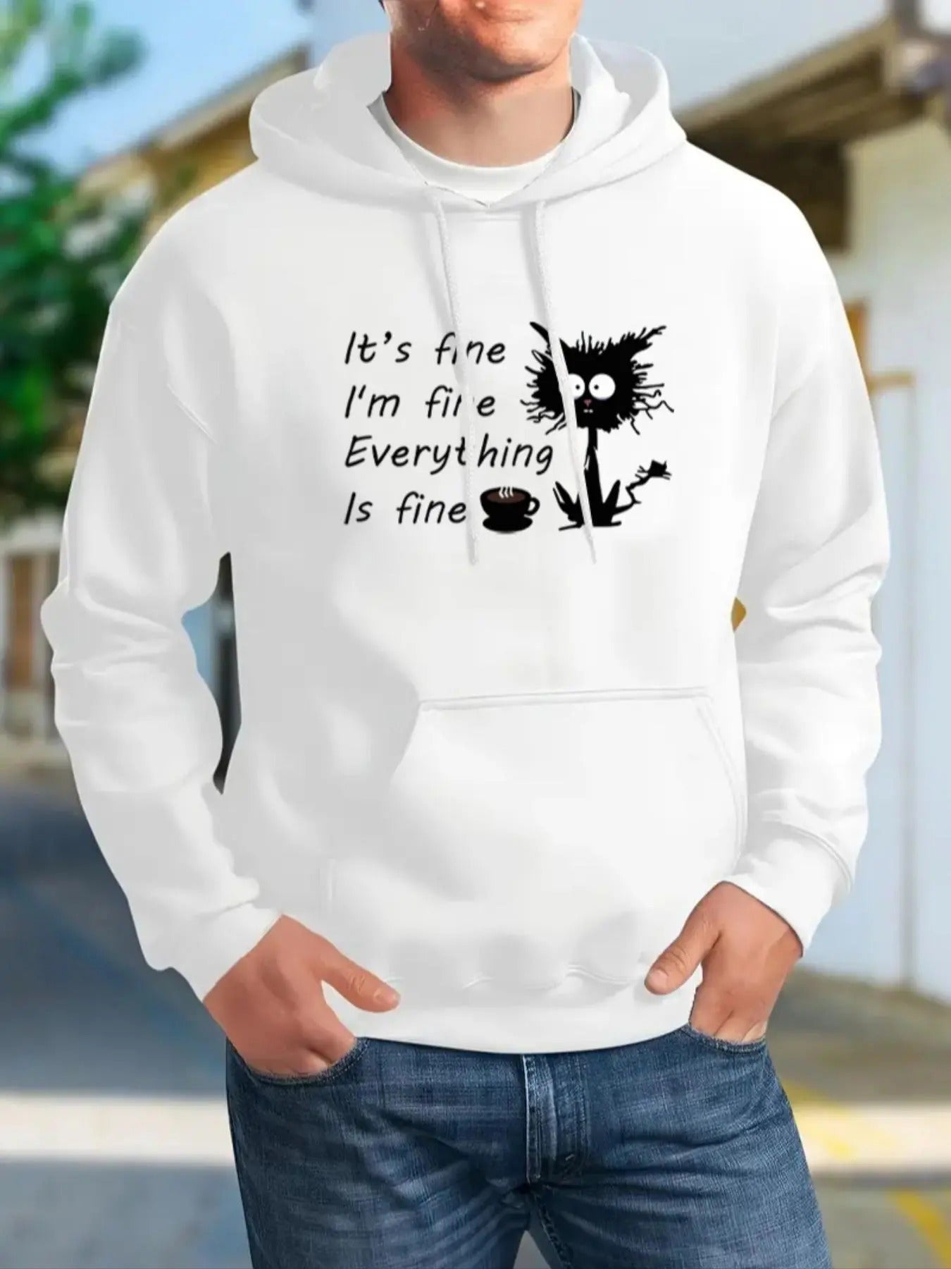 Regular Fit Letter Cat Print Drop Shoulder Casual - Adult & Kids T-Shirts, Sweatshirts & Hoodies apparel design preview 1