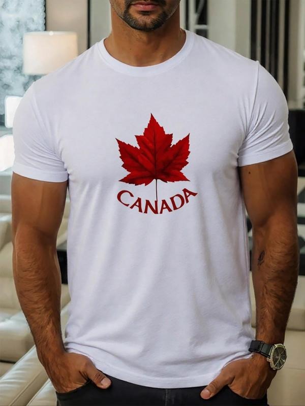 Regular Fit Maple Leaf Print Round Neck Casual Short - Adult & Kids T-Shirts, Sweatshirts & Hoodies apparel design preview 1