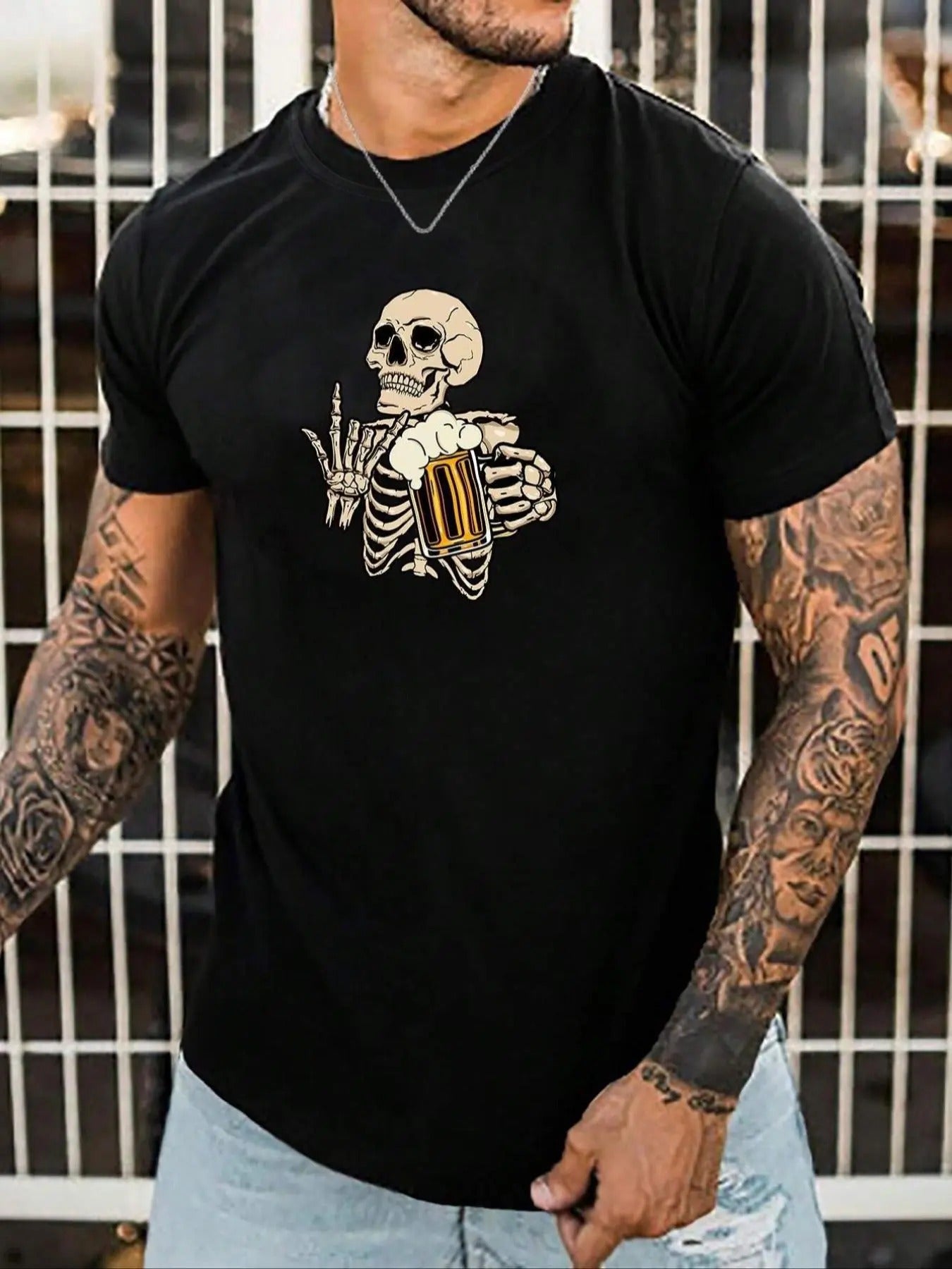 Regular Fit Skeleton Print Round Neck Street Casual - Adult & Kids T-Shirts, Sweatshirts & Hoodies apparel design preview 1