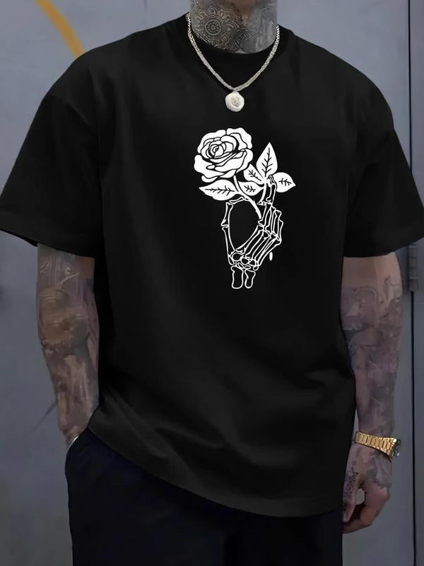 Skeleton Hand Rose Print Short Sleeve Regular Fit - Adult & Kids T-Shirts, Sweatshirts & Hoodies apparel design preview 1