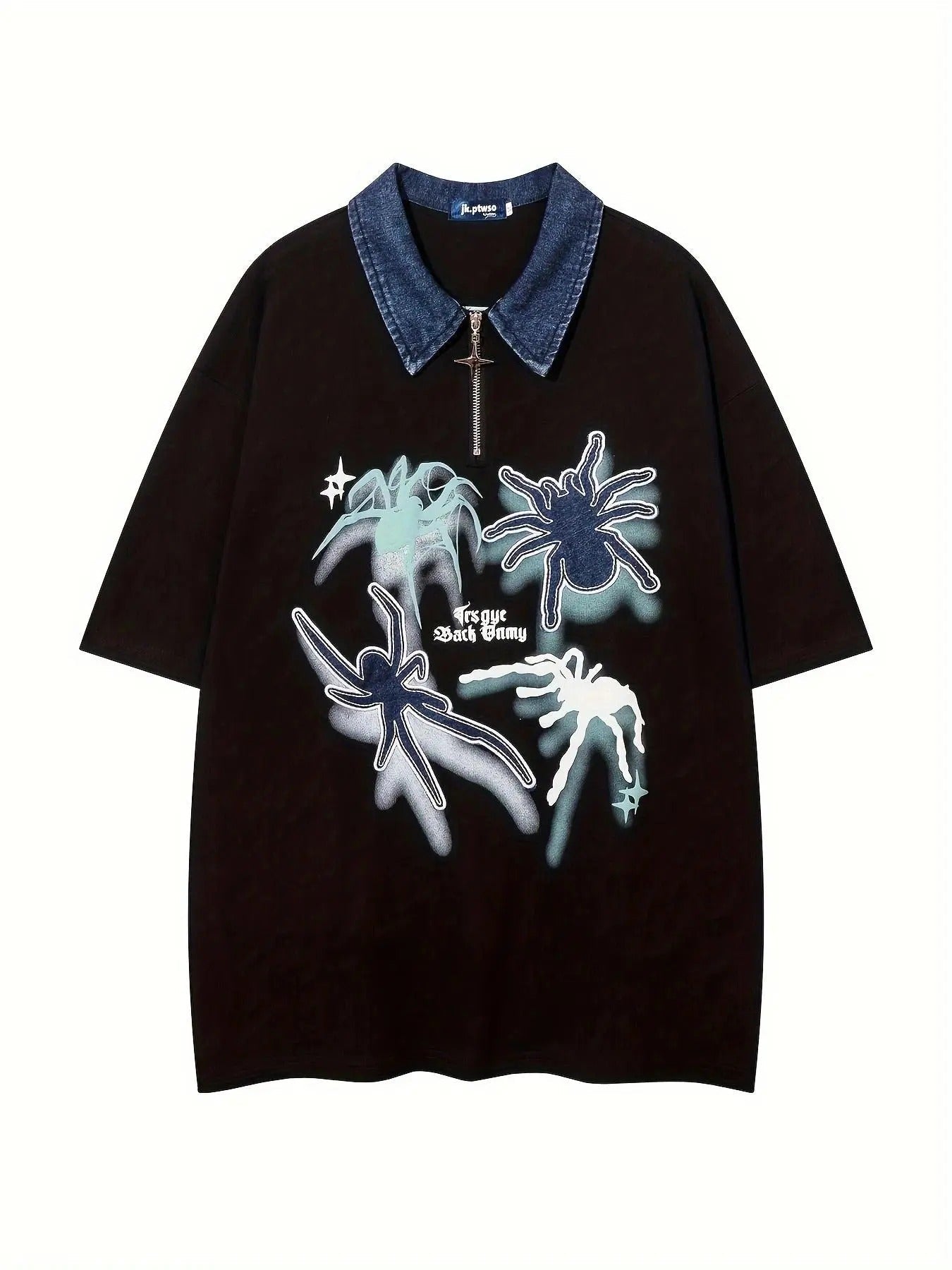 Spider Letter Print Half Zipper Short Sleeve Loose - Adult & Kids T-Shirts, Sweatshirts & Hoodies apparel design preview 1