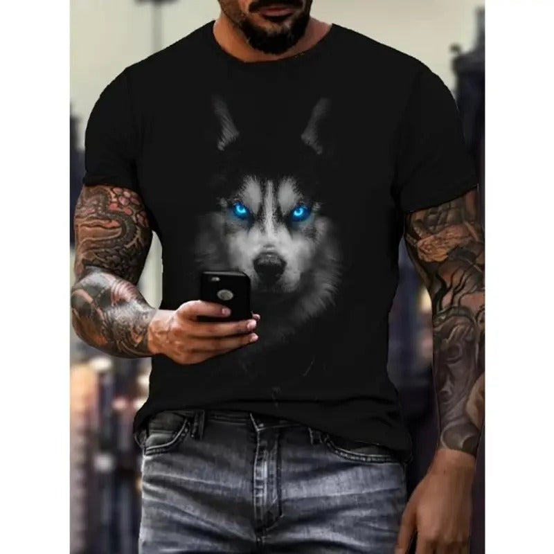 Summer 3D Digital Cool Husky Dog Shining Eyes Pattern - Adult & Kids T-Shirts, Sweatshirts & Hoodies apparel design preview 1